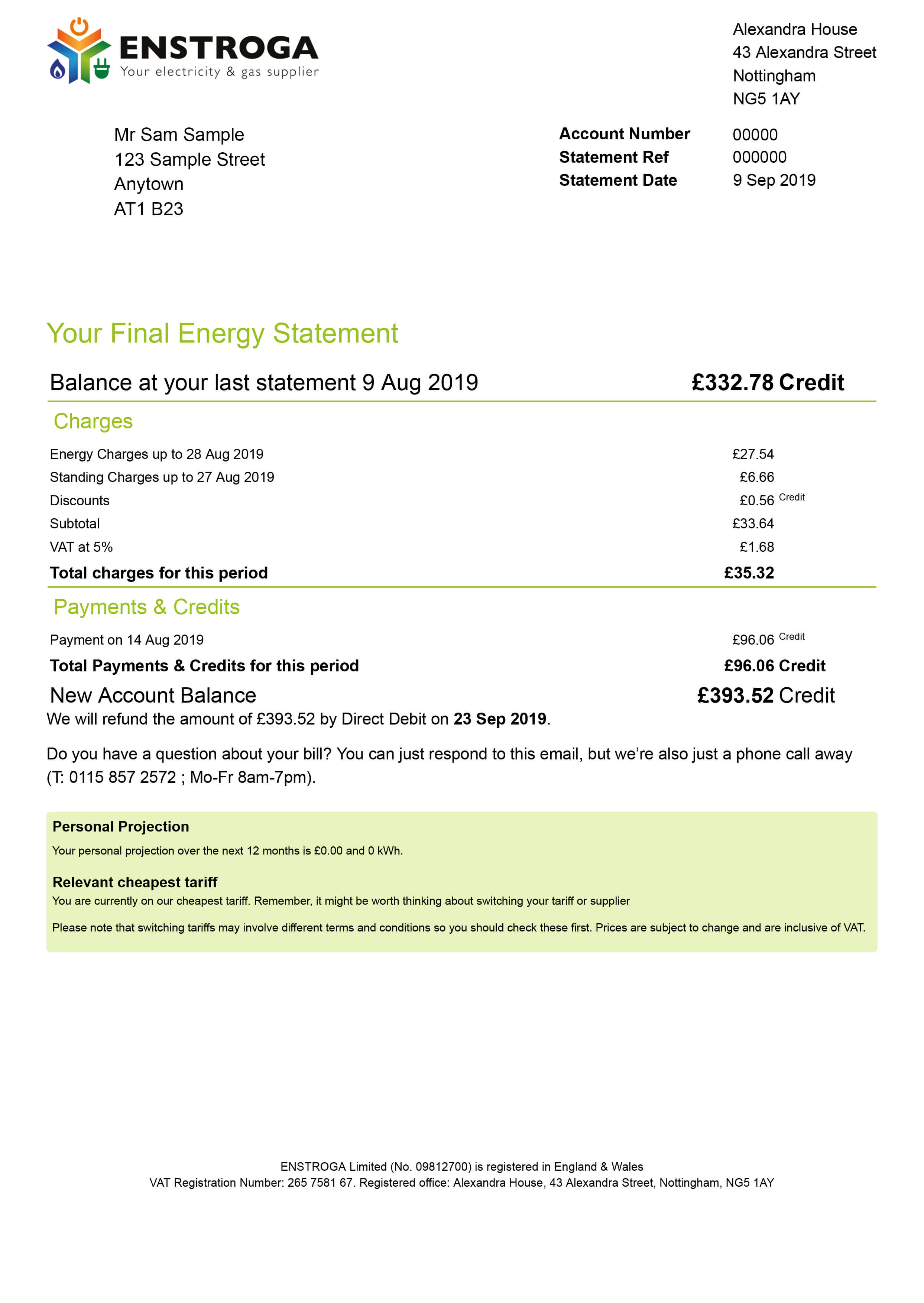 My energy bill - ENSTROGA UK
